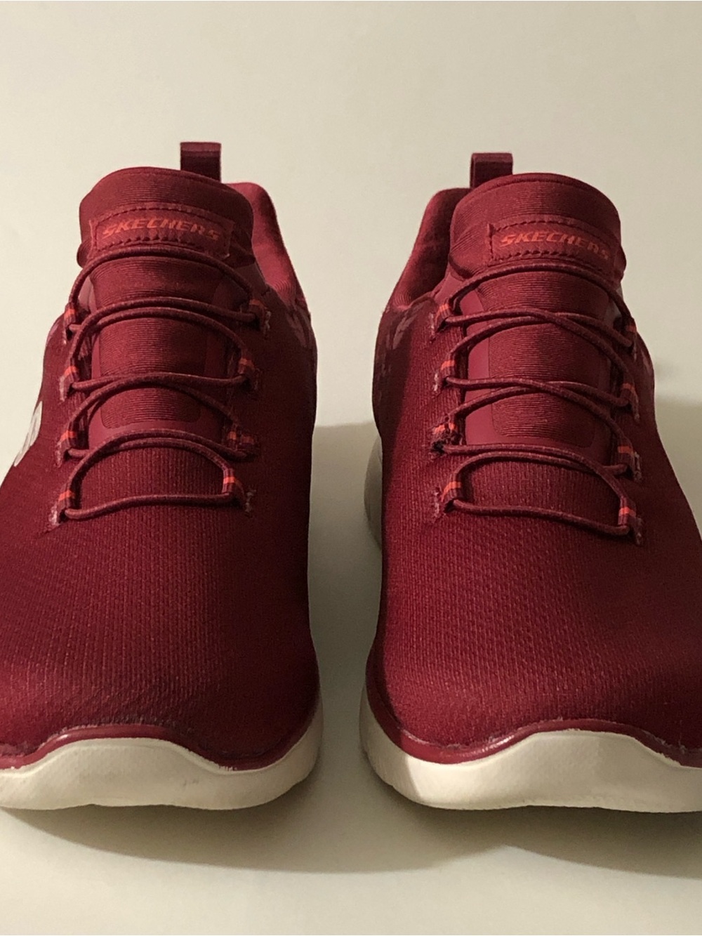 Skechers Women’s  Slip-On Athletic Sneakers - Burgundy Red with White Sole